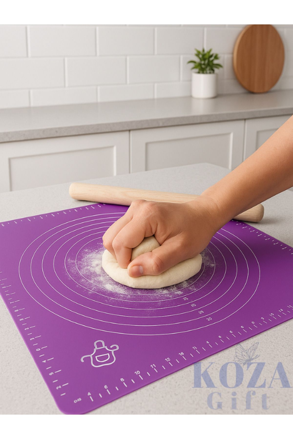 TRİPULAM Yapışmaz Silikon Hamur Açma Matı 40x50 cm | Ölçekli, Kaymaz, Esnek Pasta ve Kurabiye Matı