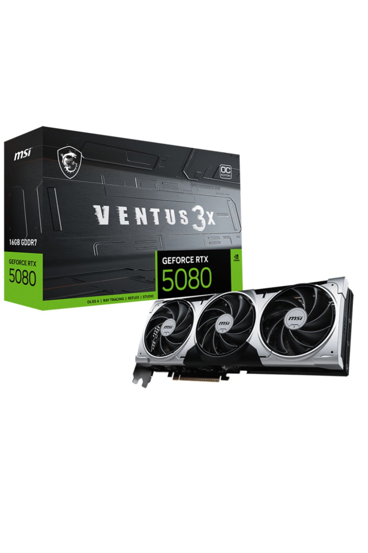 MSI GEFORCE RTX 5080 16G VENTUS 3X OC PLUS GDRR7 256 B DX12 DLSS4 Gaming (Oyuncu) Ekran Kartı