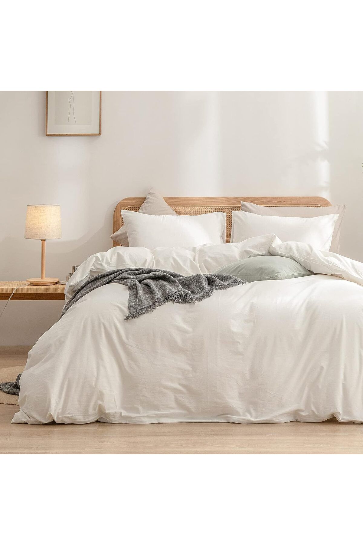 Sheri Home Tekstil Pure Beyaz Çift Kişilik Nevresim Seti(YORGAN KILIFI 2 Lİ YASTIK KILIFI) %100 OtelPamukty6655888