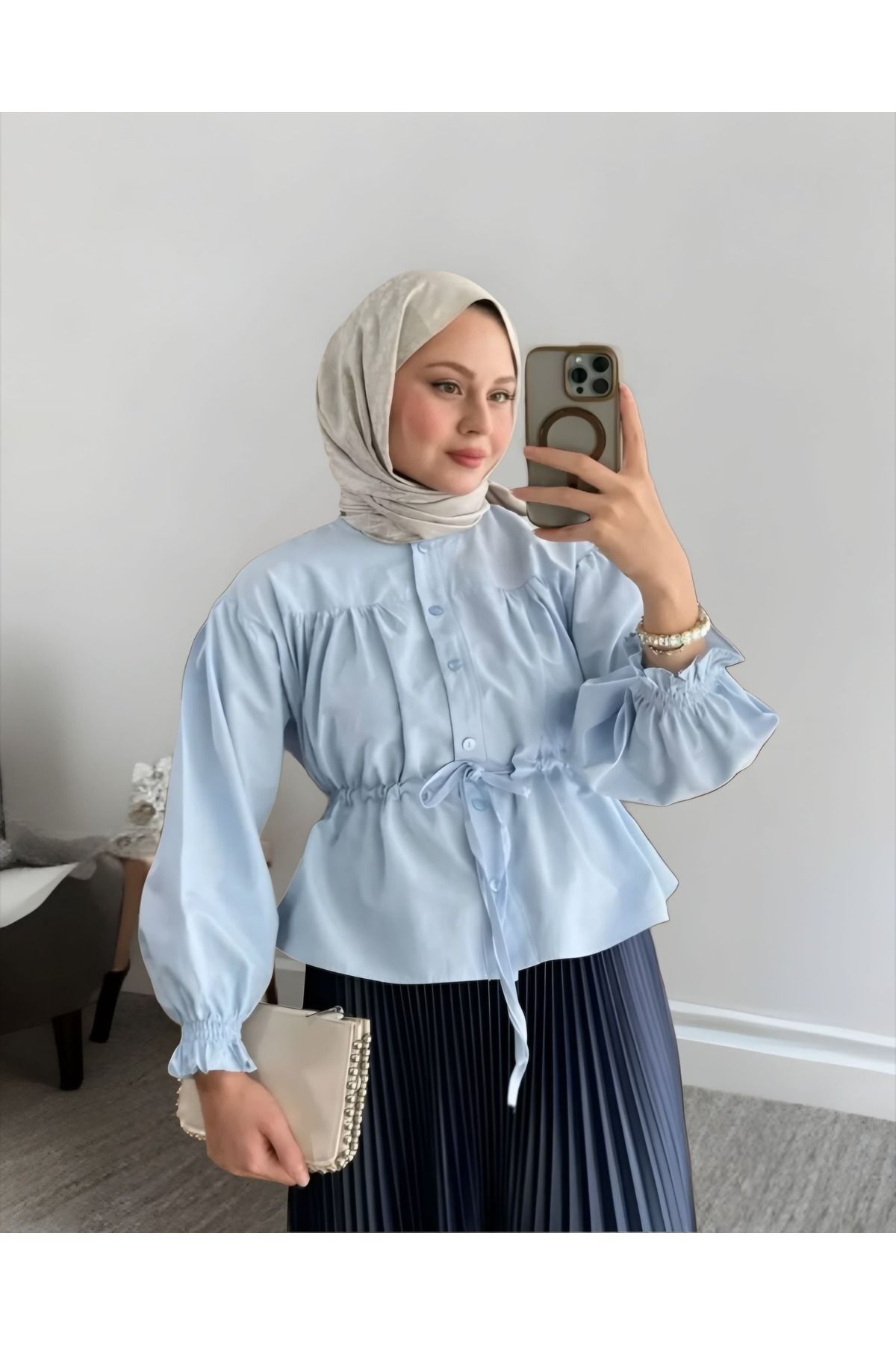 MODA Belden Büzgülü Etek Üstü Gömlek