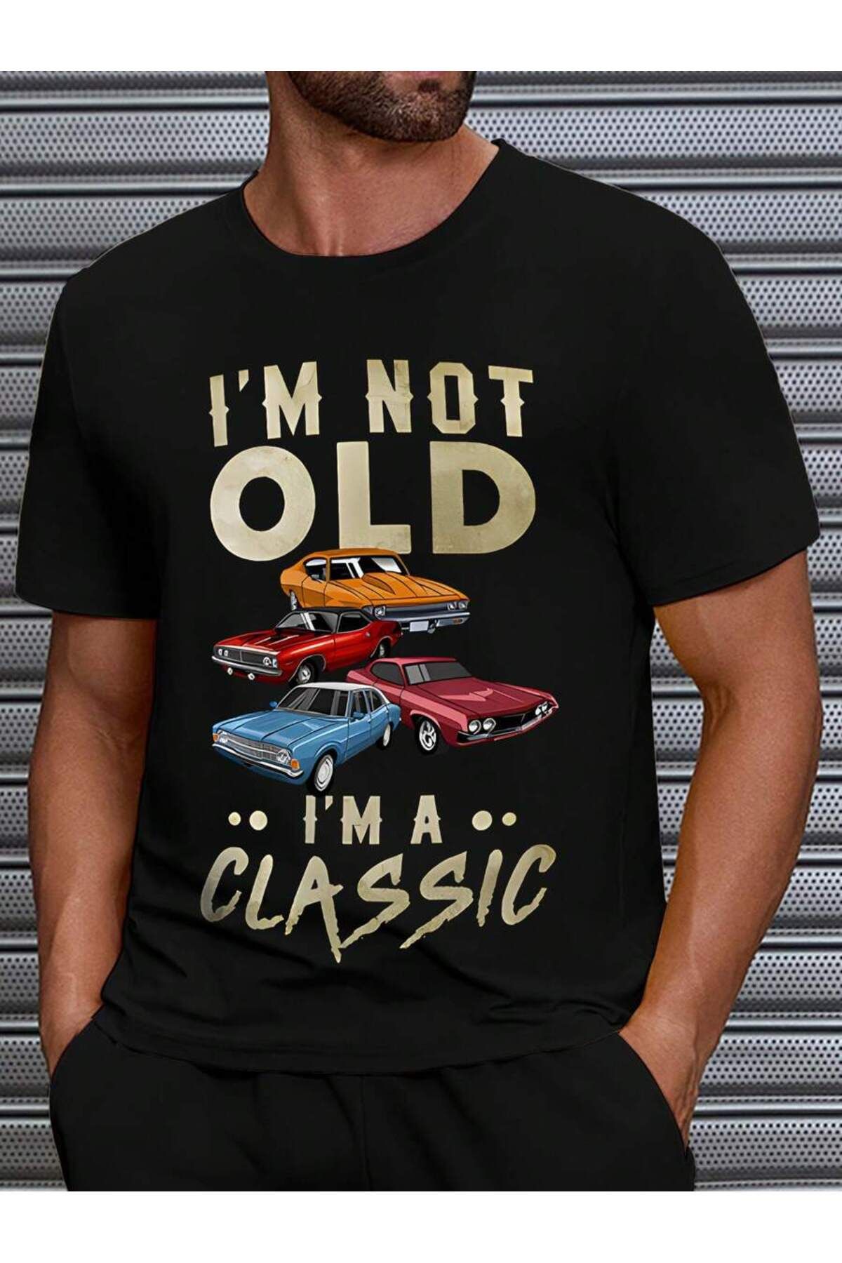 ELNOYA Unisex Siyah Oversize Tişört "I Am Not Old" Baskılı Rahat Günlük T-shirt