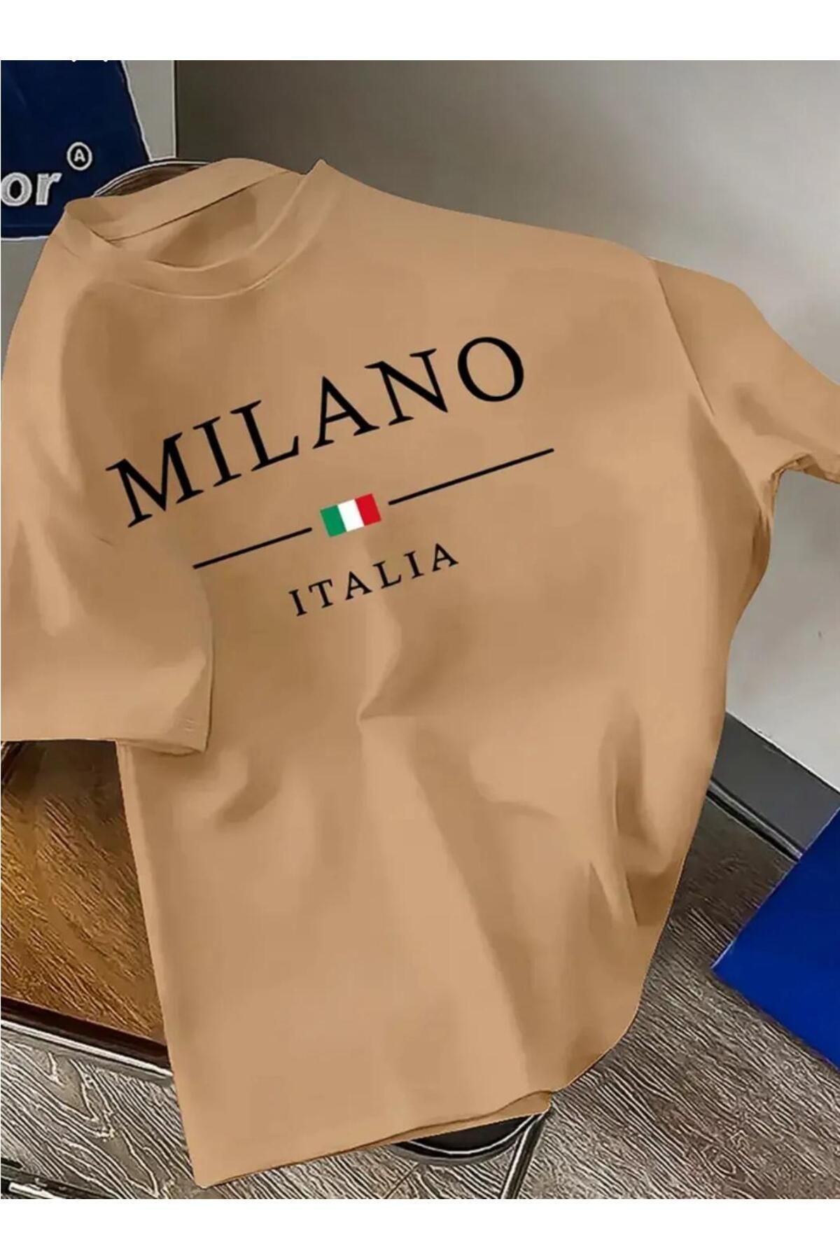 Man Milano Baskılı Raglan Kol Oversize T-Shirt