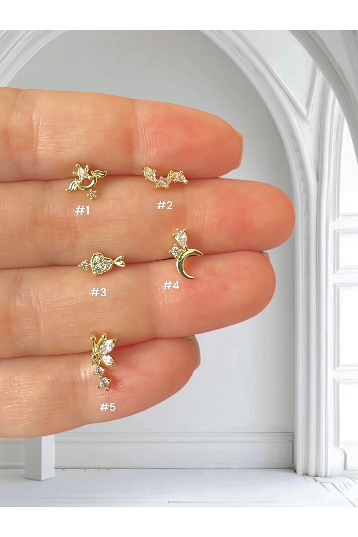 My Bellas Jewels Cerrahi Çelik Tragus Piercing, Helix, Flat, Conch, Lobe (1 Adet)