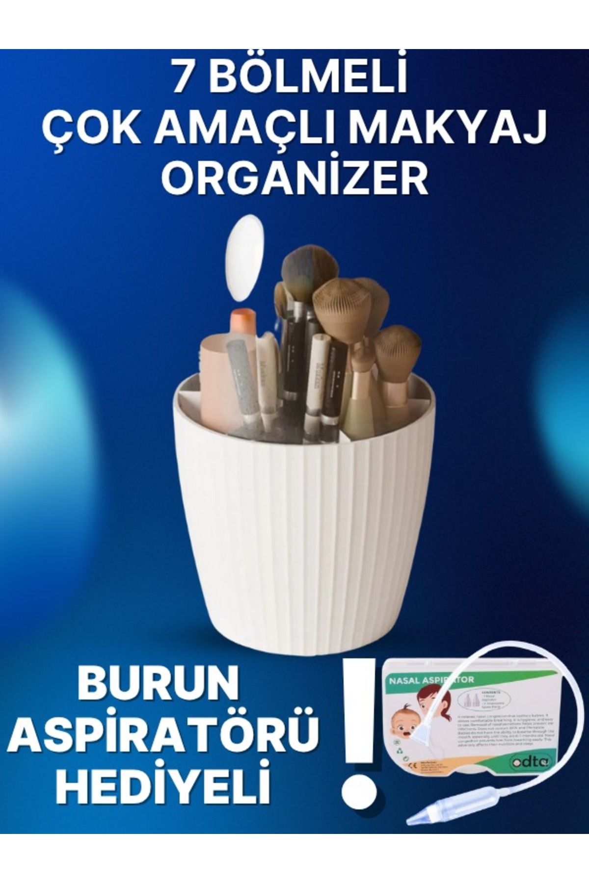 ODTA Çok Amaçlı Makyaj Organizeri, Makyaj Fırçası Düzenleme Kutusu-Nasal Aspiratör Hediyeli