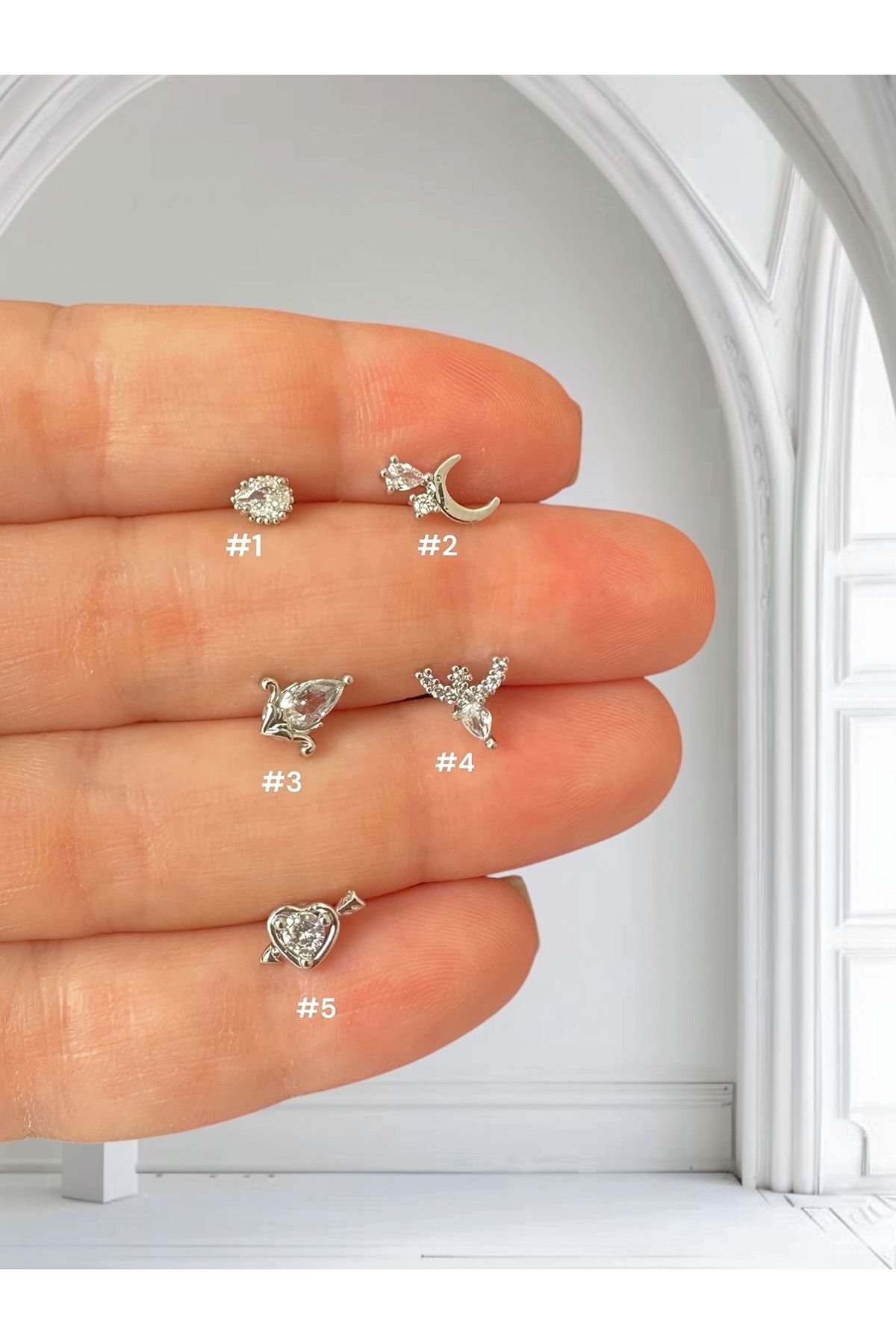 My Bellas Jewels Cerrahi Çelik Tragus Piercing, Helix, Flat, Conch, Lobe (1 Adet Seçenekli)