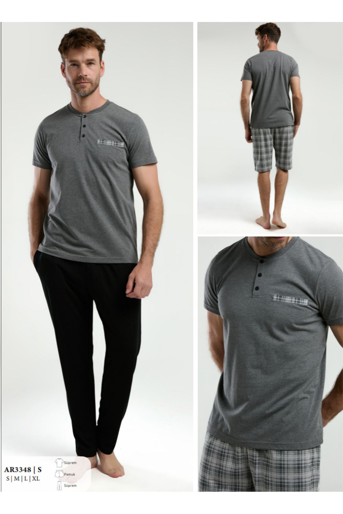 Fily İç Giyim ARNETTA Süprem T-shirt-Şort-Pantalon 3'lü Pijama Takımı