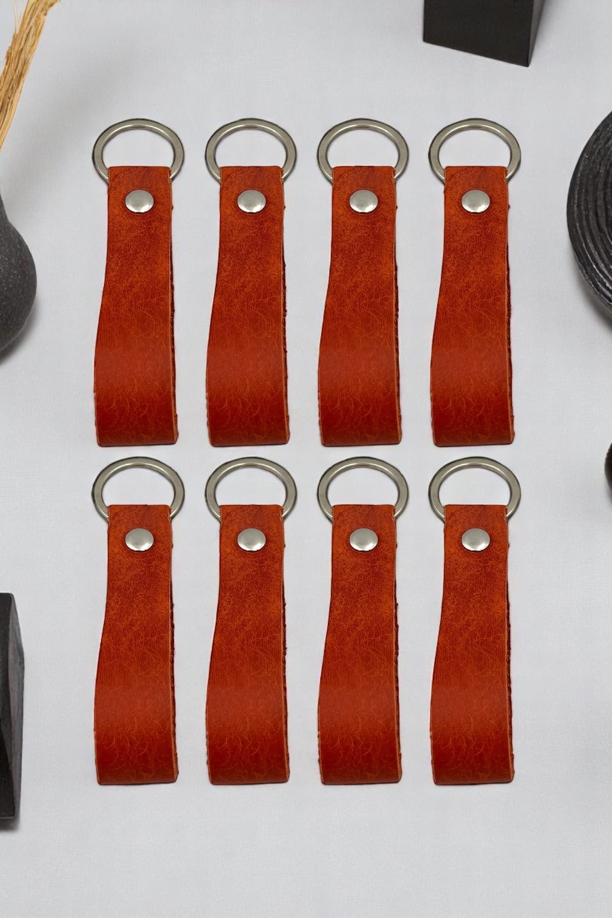 pepuza 8'li Hakiki Deri Artisan Series Anahtarlık Orange - Özelleştirilebilir