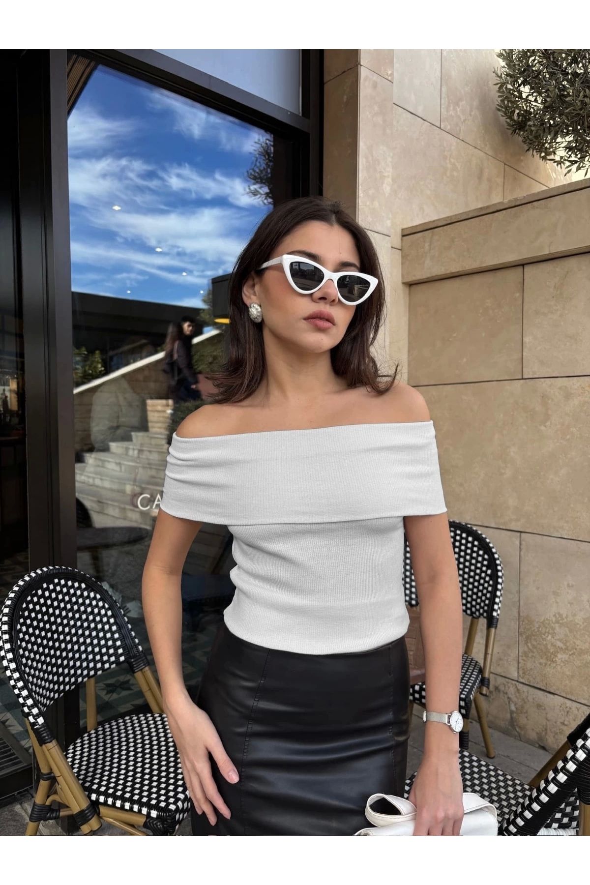 bamido Madonna Yaka Sıfır Kol Bluz Gri