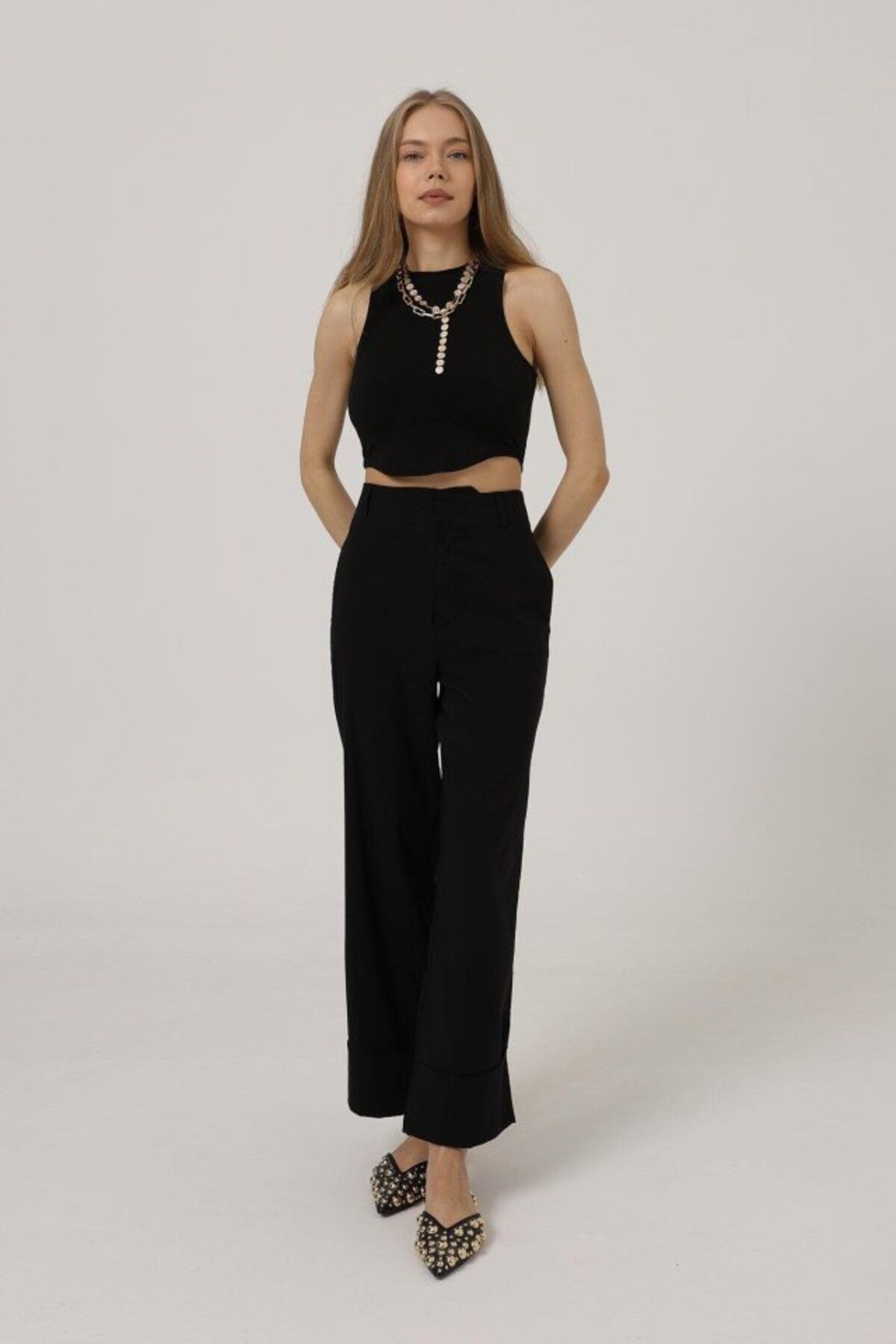 velmorafashion Duble Paça Pantolon - Siyah