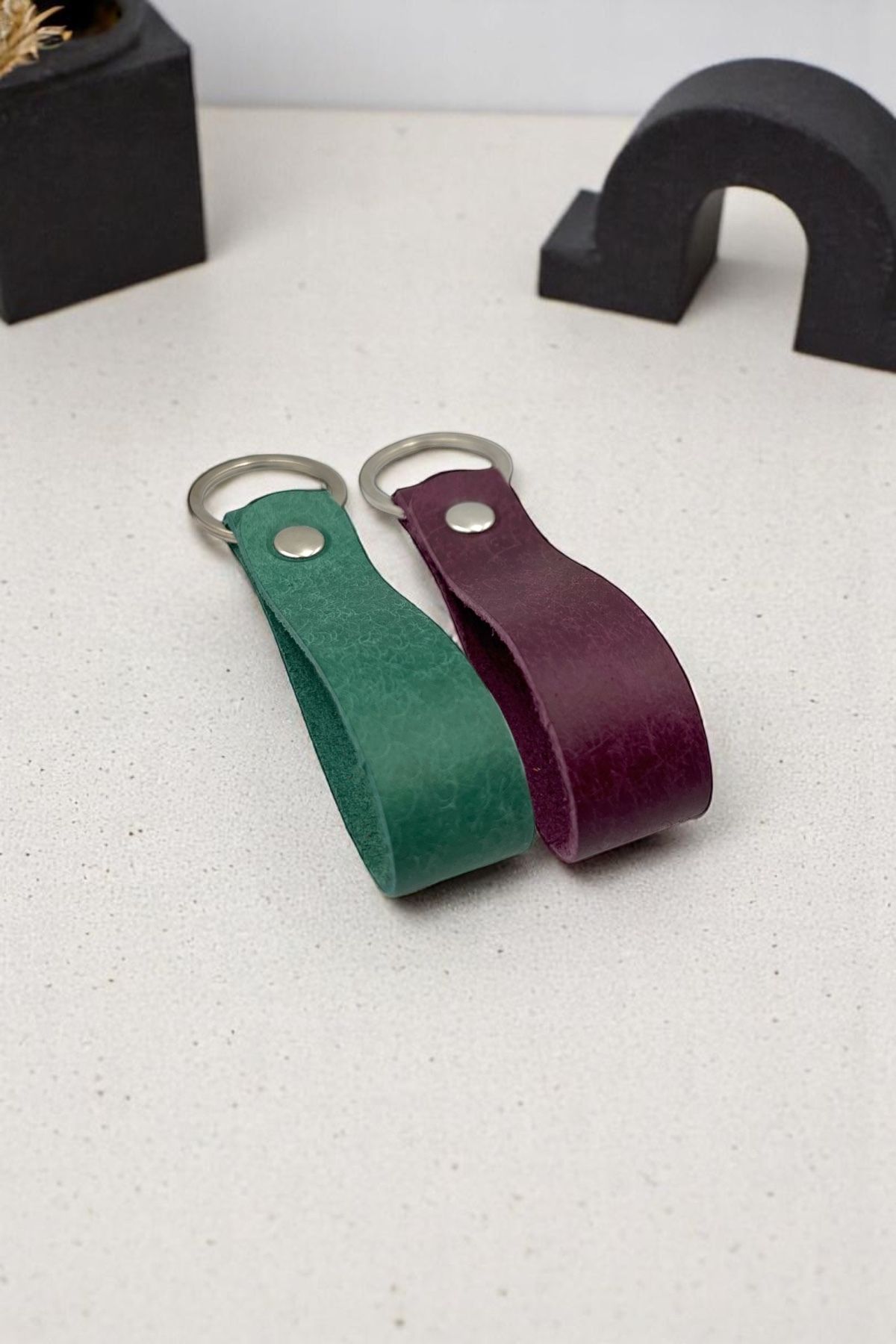 pepuza 2'li Hakiki Deri Artisan Series Anahtarlık Mix - Özelleştirilebilir