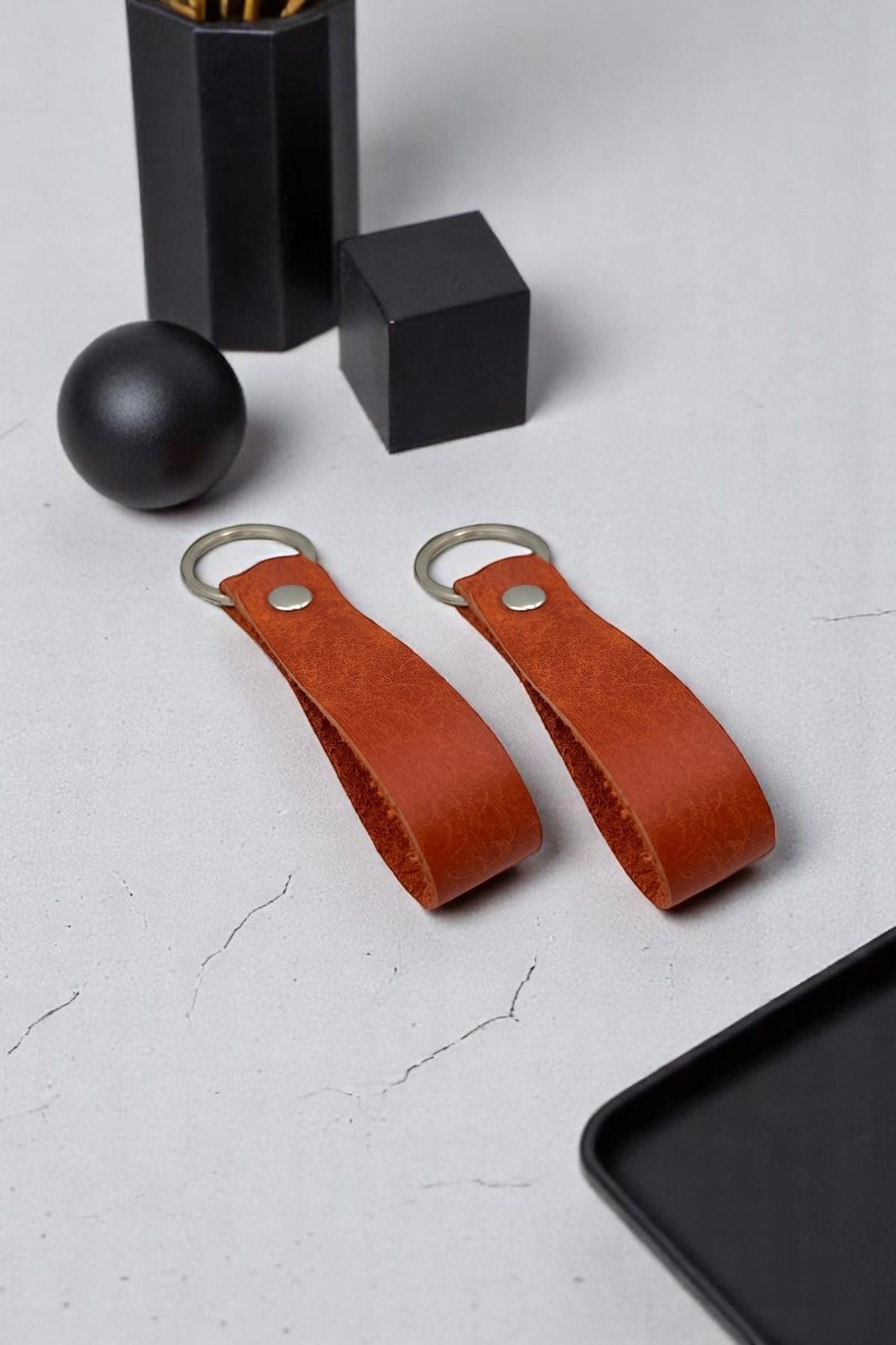 pepuza 2'li Hakiki Deri Artisan Series Anahtarlık Orange - Özelleştirilebilir