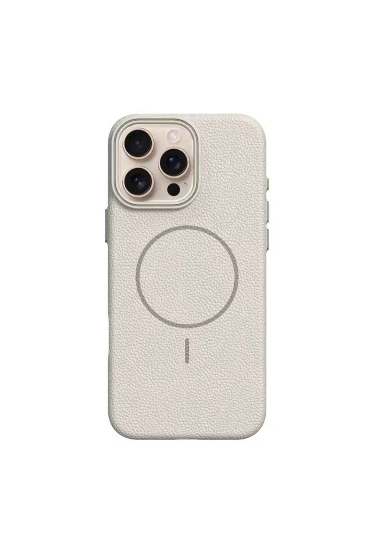 UK Apple iPhone 16 Pro Max Uyumlu Beats Magsafe Deri Görünümlü Silikon Kılıf Kapak