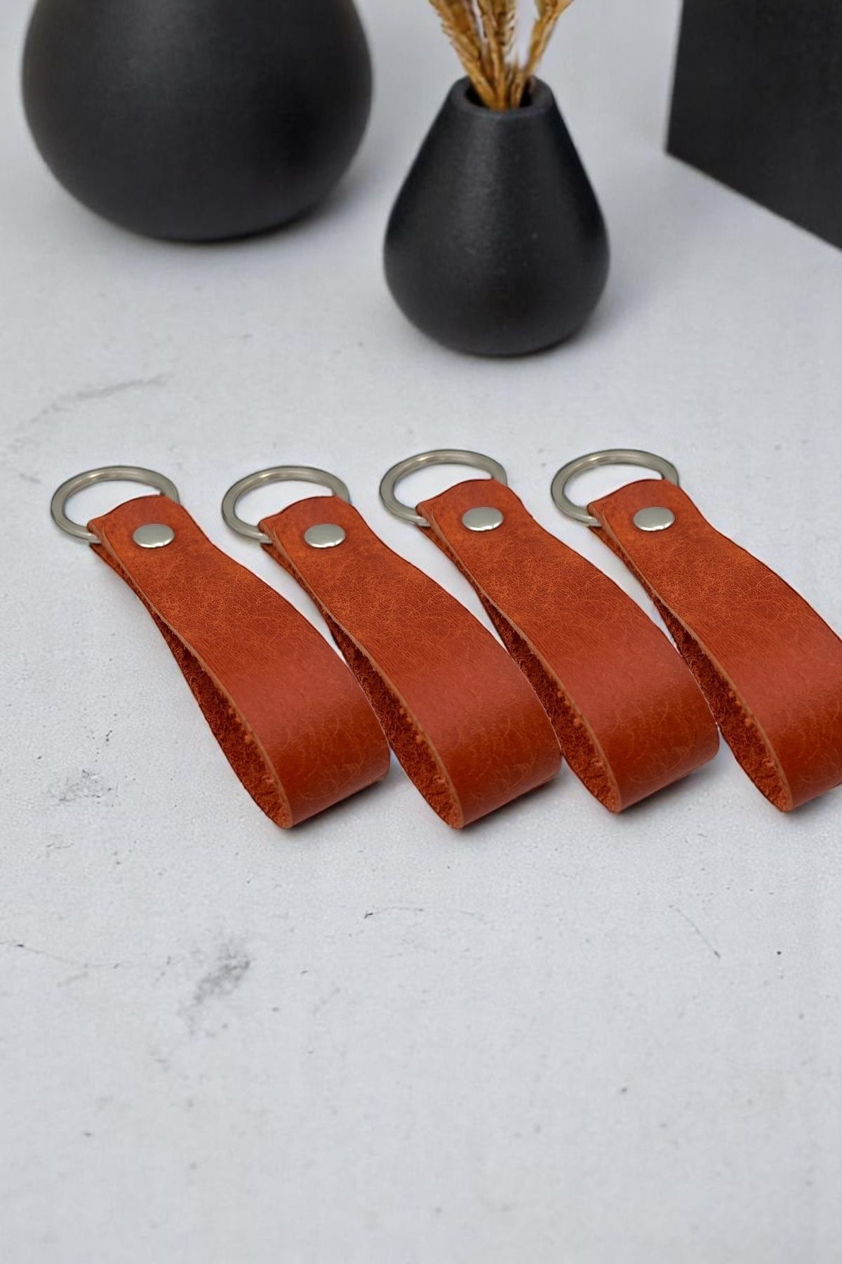 pepuza 4'lü Hakiki Deri Artisan Series Anahtarlık Orange - Özelleştirilebilir