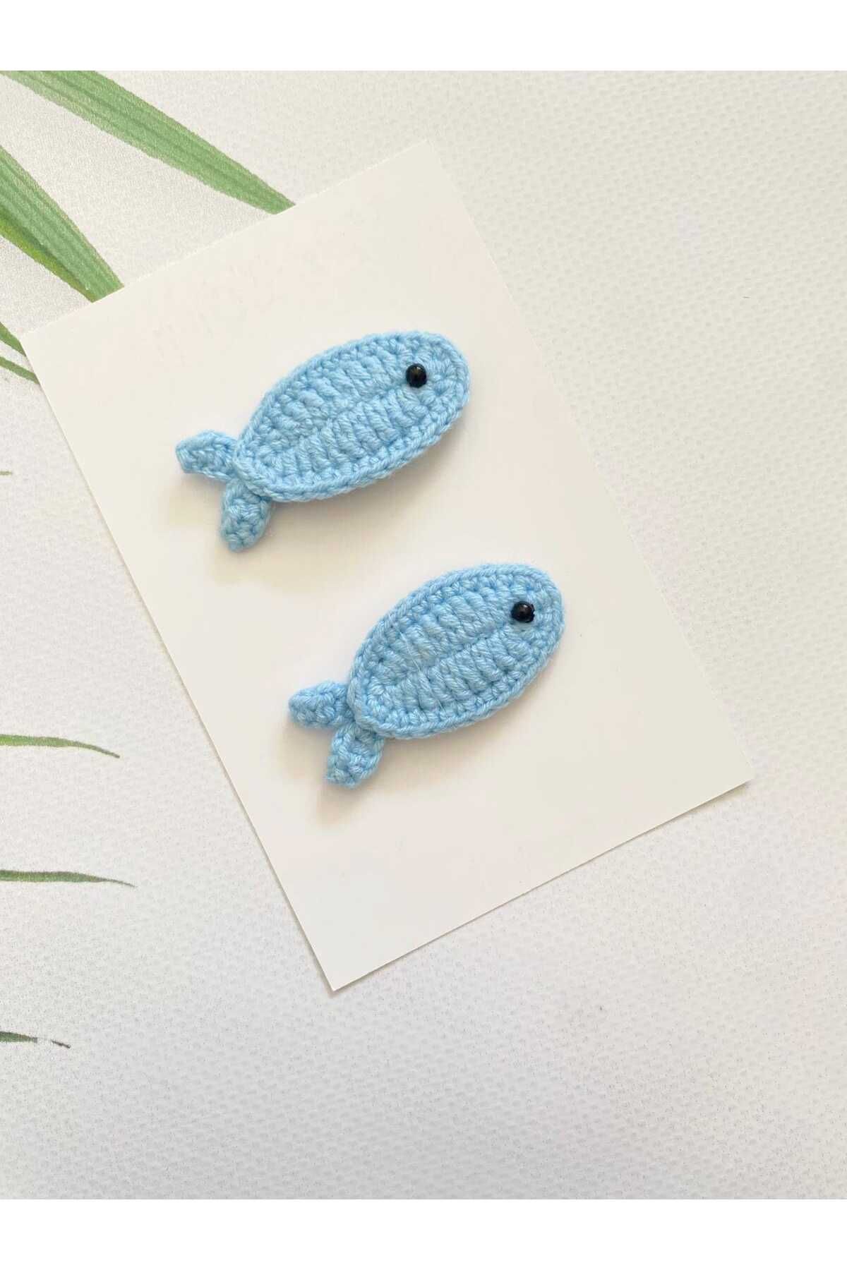 Kadın Girişimciler Atölyesi Mavi Balık Trend Bebek Tokası 2'li Handmade Bebek Hediyelik Yenidoğan Bebek Tokası
