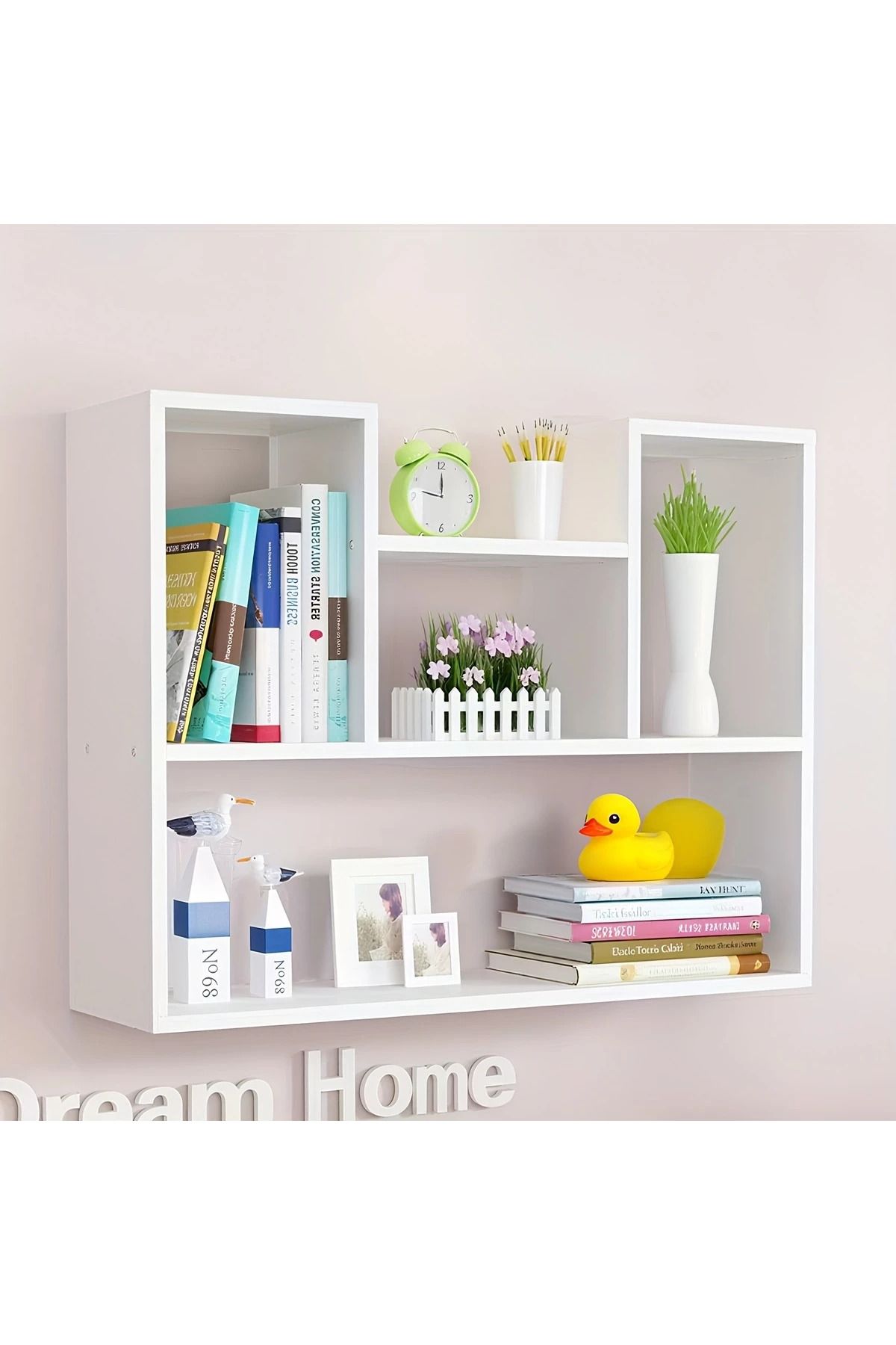 Home Mutfak Banyo Çocuk Odası İçin MDF Duvar Rafı – Parlak Beyaz