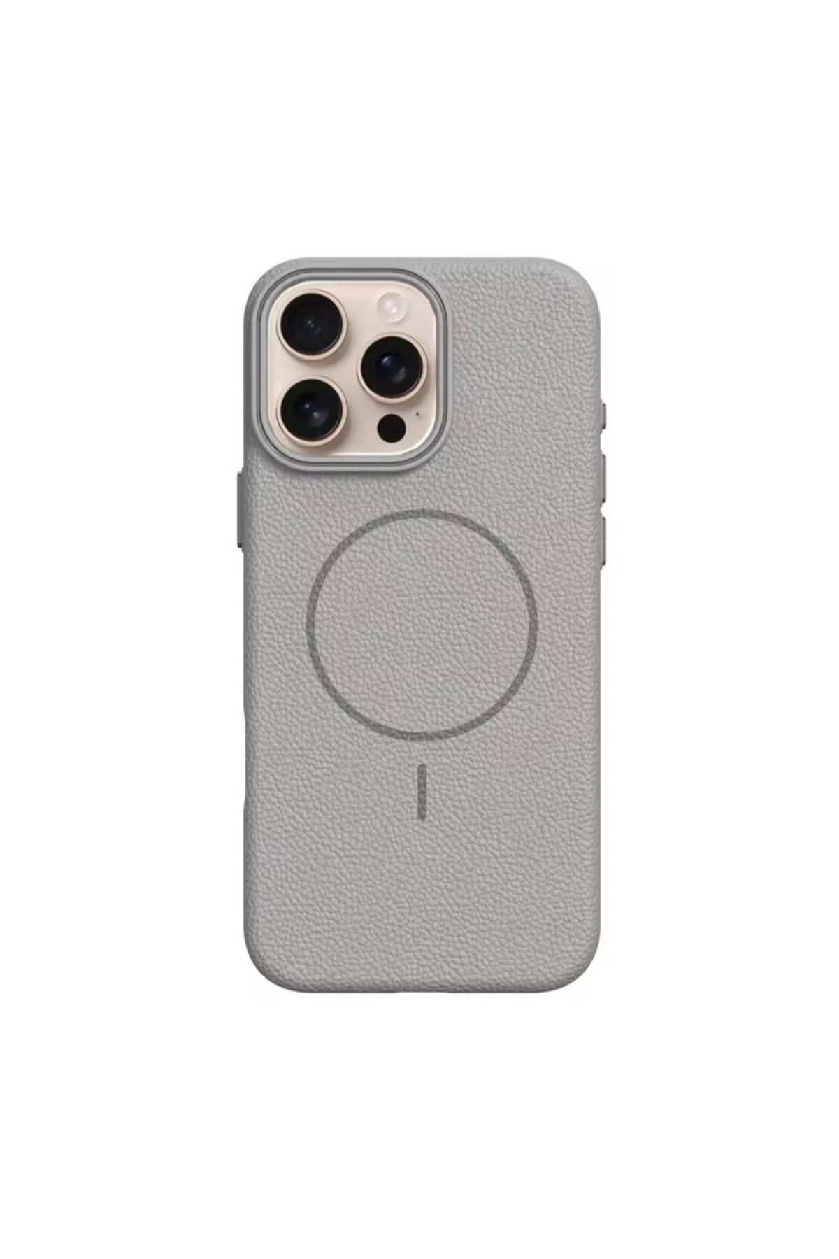 UK Apple iPhone 16 Pro Max Uyumlu Beats Magsafe Deri Görünümlü Silikon Kılıf Kapak