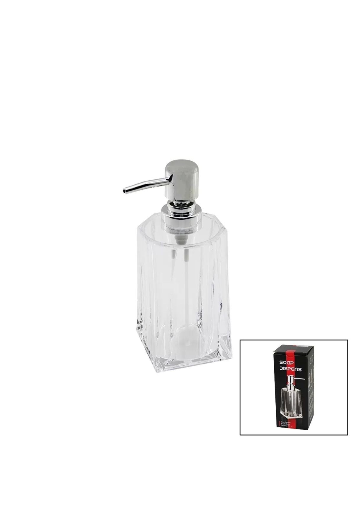 FTT SHOPPING MARKET 280ml - Uzun Şeffaf - Mika Kristal Sıvı Sabunluk