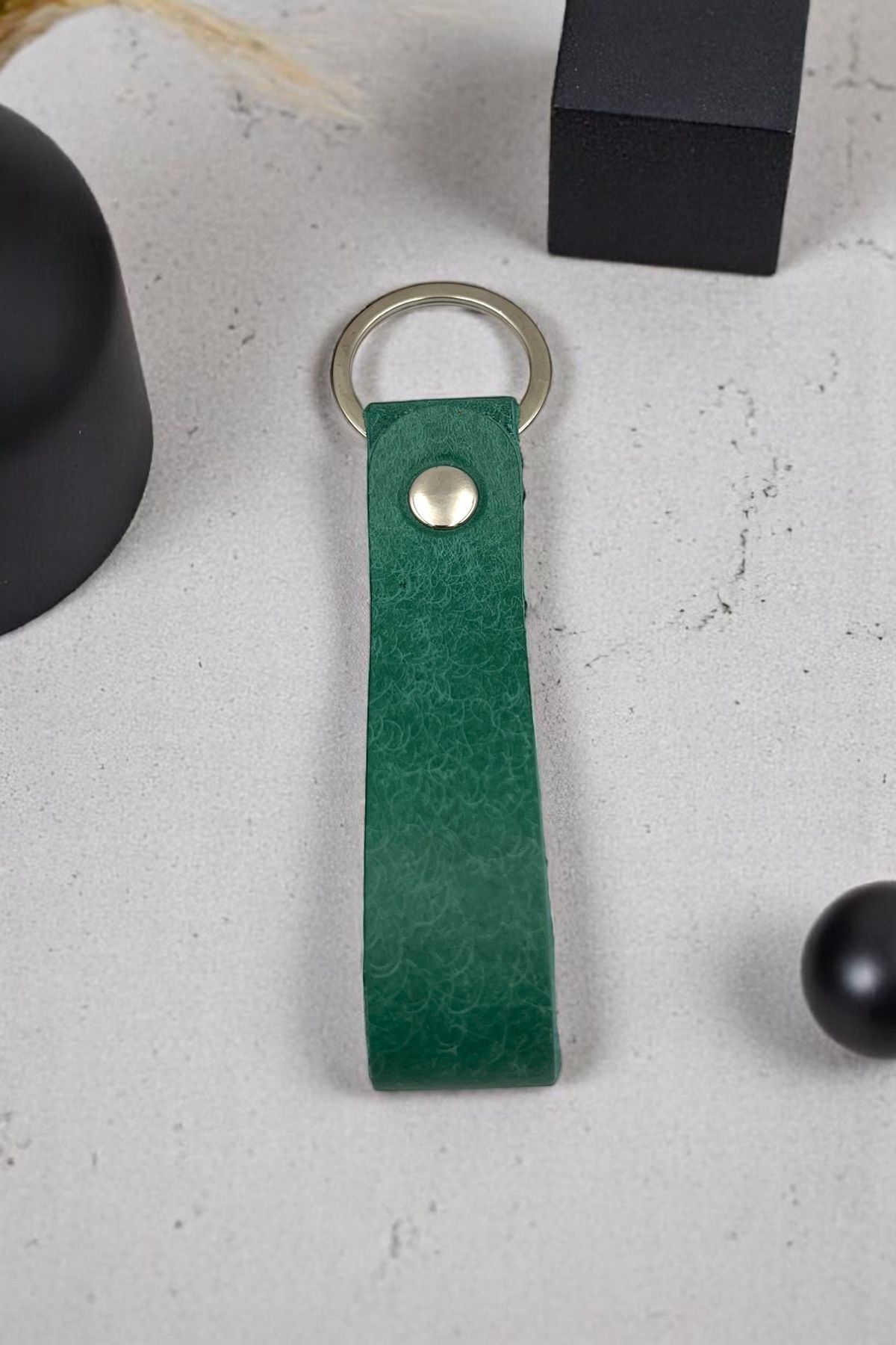 pepuza Hakiki Deri Artisan Series Anahtarlık Su Yeşili - Özelleştirilebilir