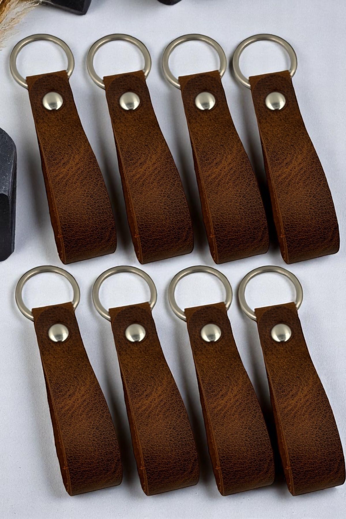 pepuza 8'li Hakiki Deri Artisan Series Anahtarlık Taba - Özelleştirilebilir