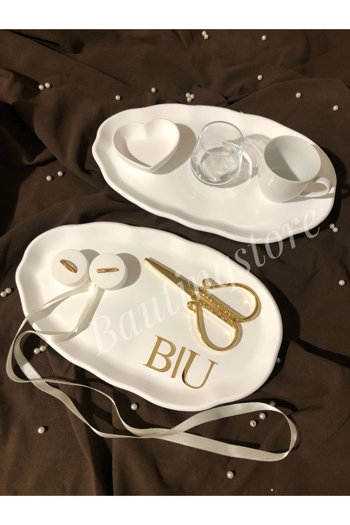 Bautinq Store Herşey dahil harfli kişiye özel el yapımı nişan tepsisi söz tepsisi