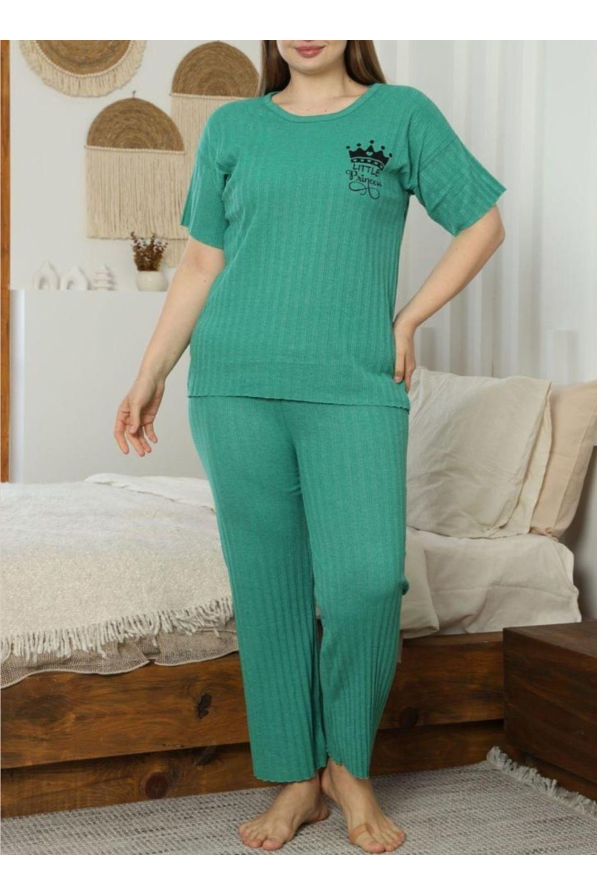 GÜLÇİNCE Büyük Beden Yazlık %100 Pamuk XL-2XL-3-XL-4XL PİJAMA TAKIMI