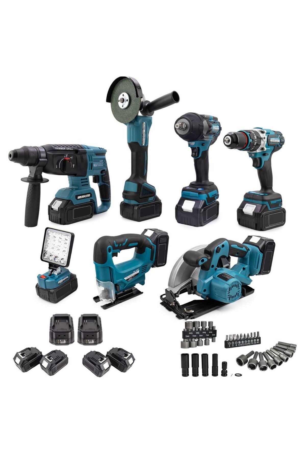prohummer Çoklu Güç Takımı: Somun, Dekupaj, Testere, Vidalama, Taşlama, Kırıcı, LED PH281 88V5Ah