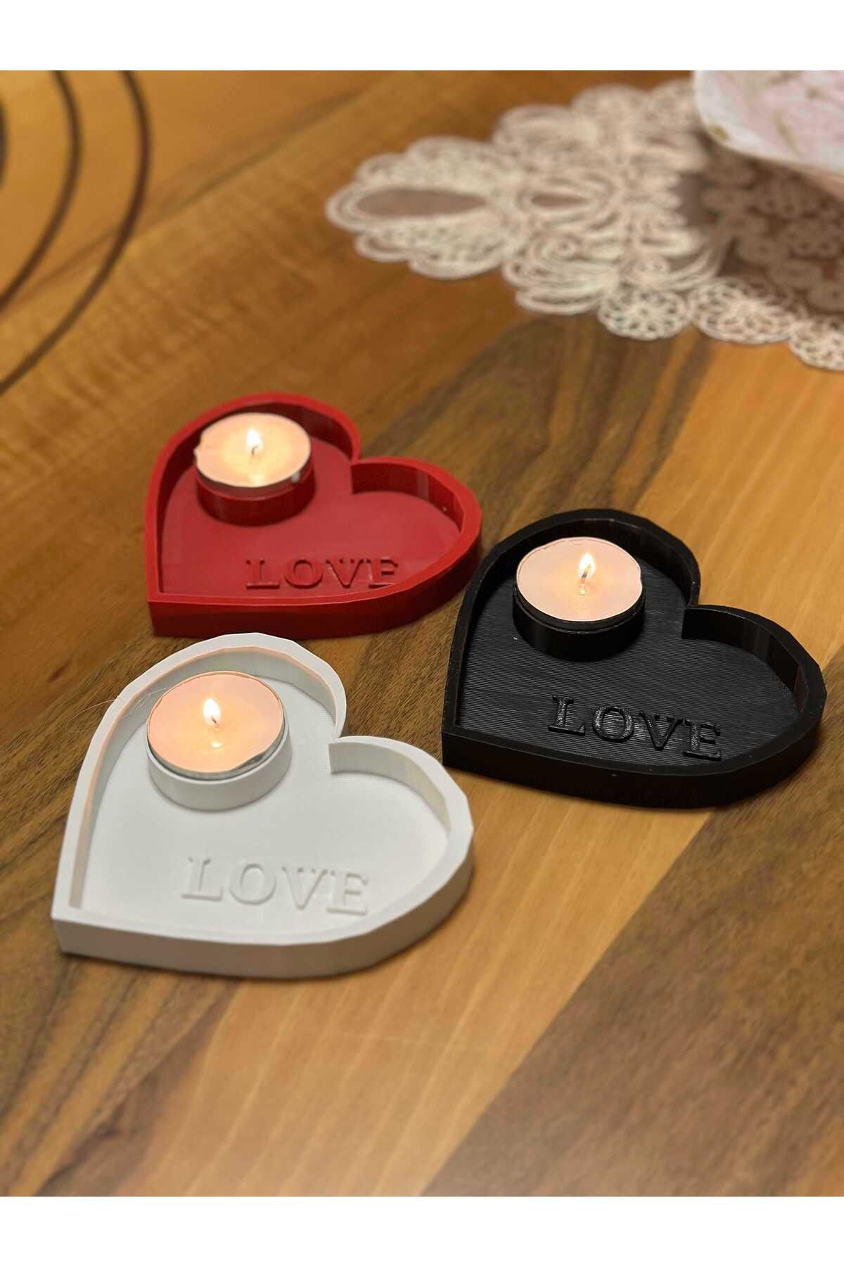 Figürlab LOVE Temalı Kalpli Mumluk (Mum Hediyeli)