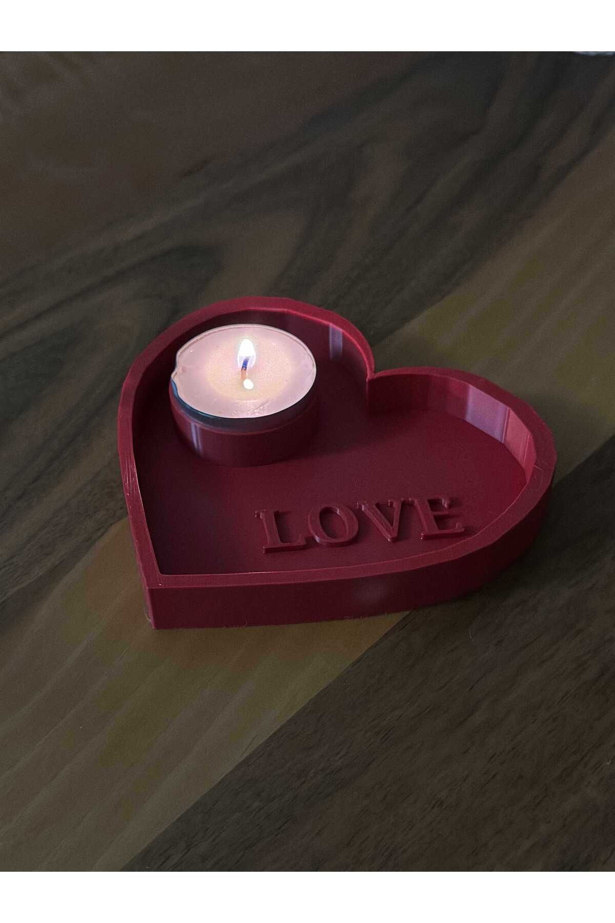 Figürlab LOVE Temalı Kalpli Mumluk (Mum Hediyeli)