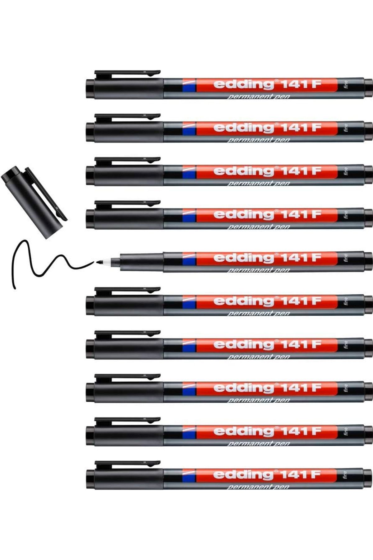 Edding ASETAT KALEMİ 141 F SİYAH 10 LU PAKET