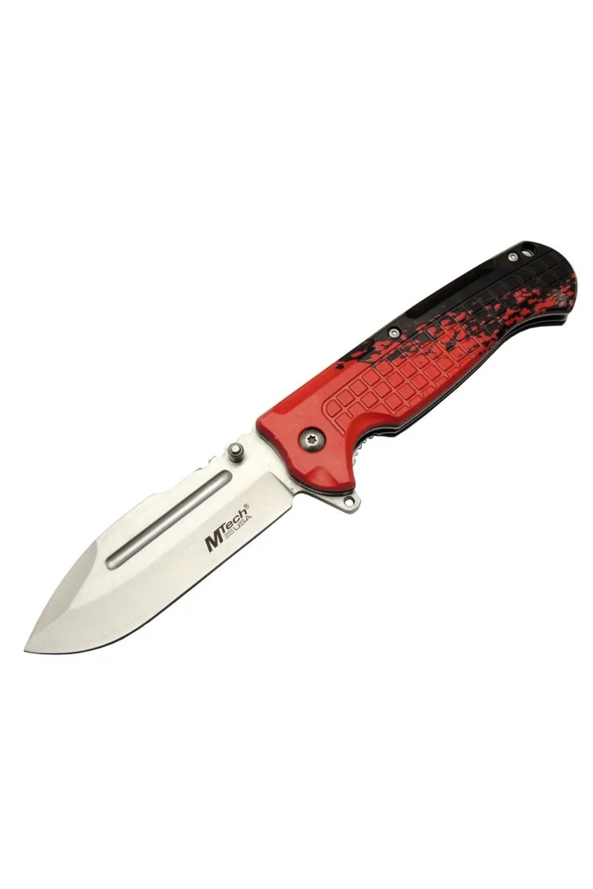 Fixport Mtech 4283 Kırmızı Kamp Çakı 21cm - Yarı Otomatik, Kemerlikli, Oluklu