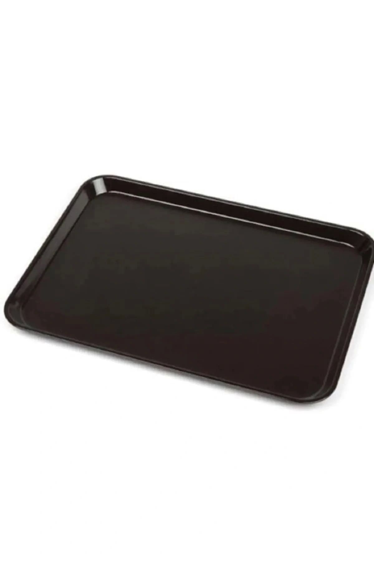 OurStyles Siyah Midi Boy Plastik Servis Tepsisi Kırılmaz Lokanta Büfe Fast Food Kullanım (44x32 Cm)