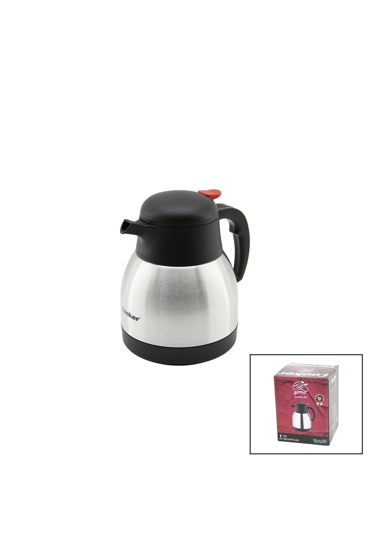 FTT SHOPPING MARKET 1lt 304 Çelik Termos Inox Serisi 12 Saat Sıcak - 24 Saat Soğuk Çift Contalı Kapak Ckr-2035