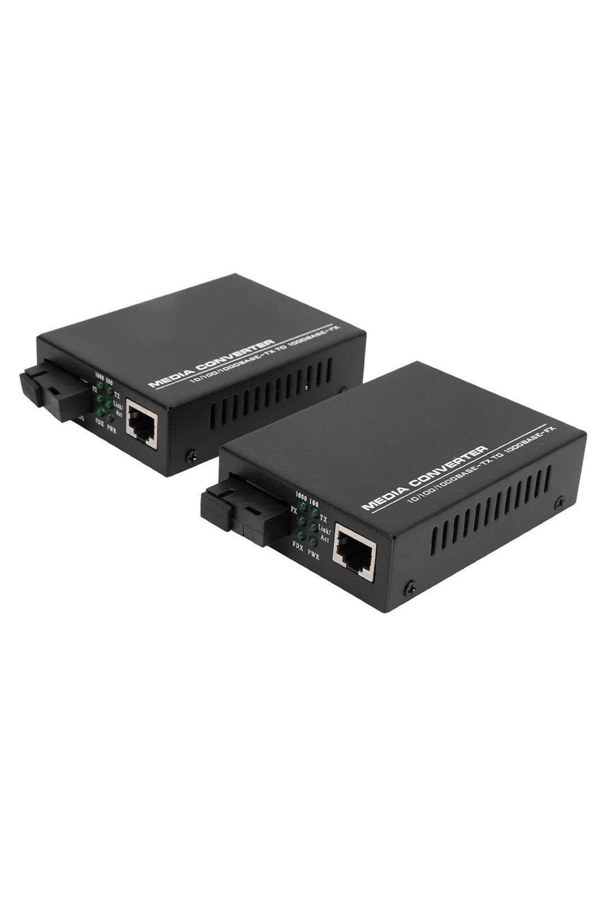 Powermaster PM-22107 1000 Mbps 3 Km Single Mode Fiber Optik Ethernet Medya Dönüştürücü