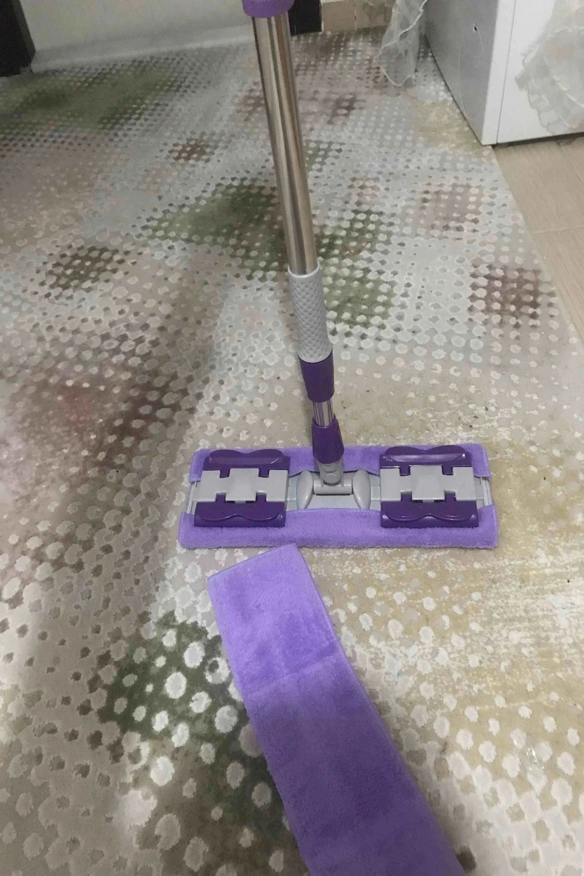 OurStyles Teleskobik Cam Yer Tavan Silme - İstediğin Bezi Tak Kullan - 4 Mandallı -Yedek Bezli Mop Seti