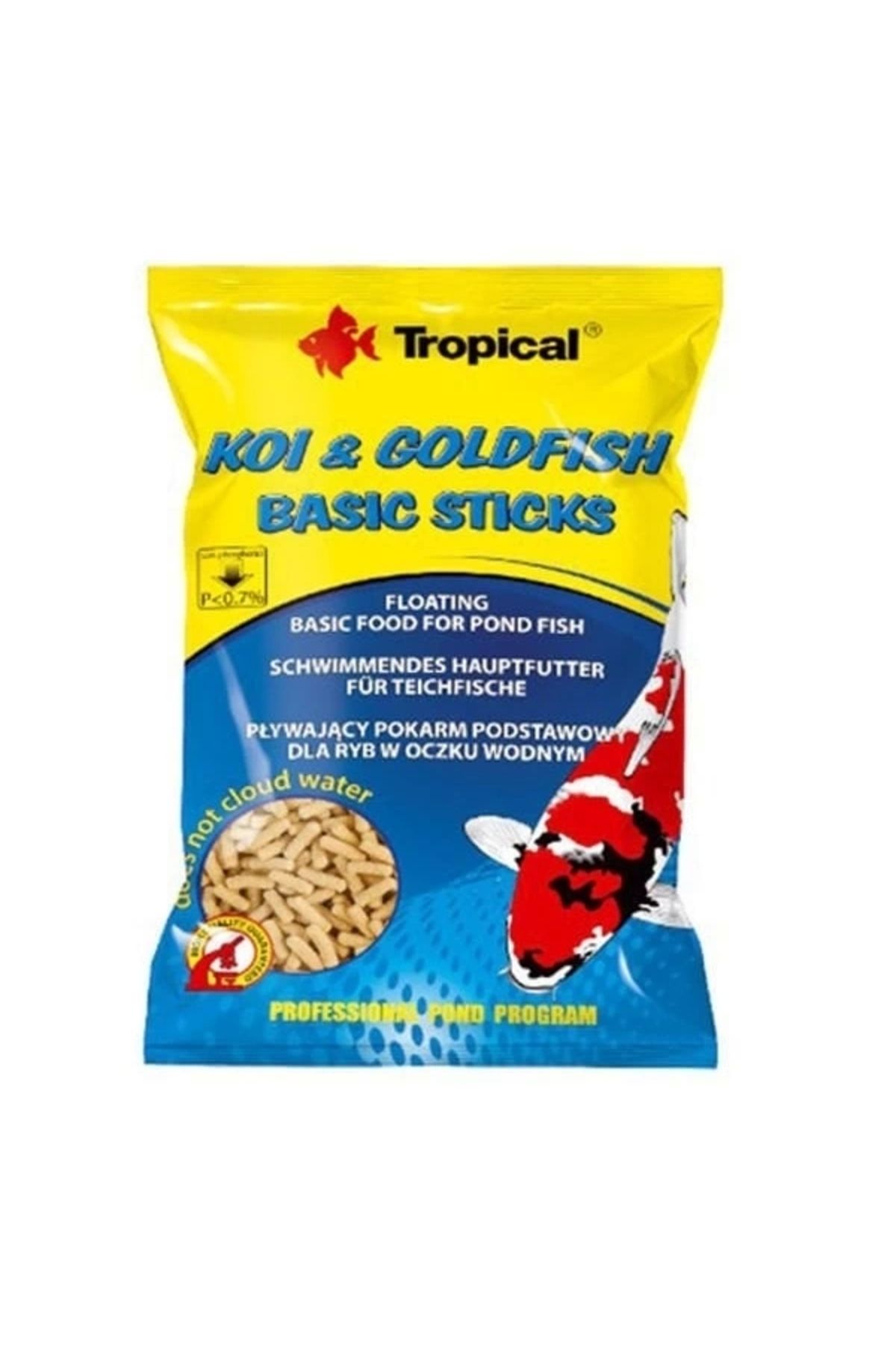 Tropical Koi Goldfish Basic Sticks Havuz Balıkları Için Yüzücü Temel Balık Yemi 100 ml 90 gr