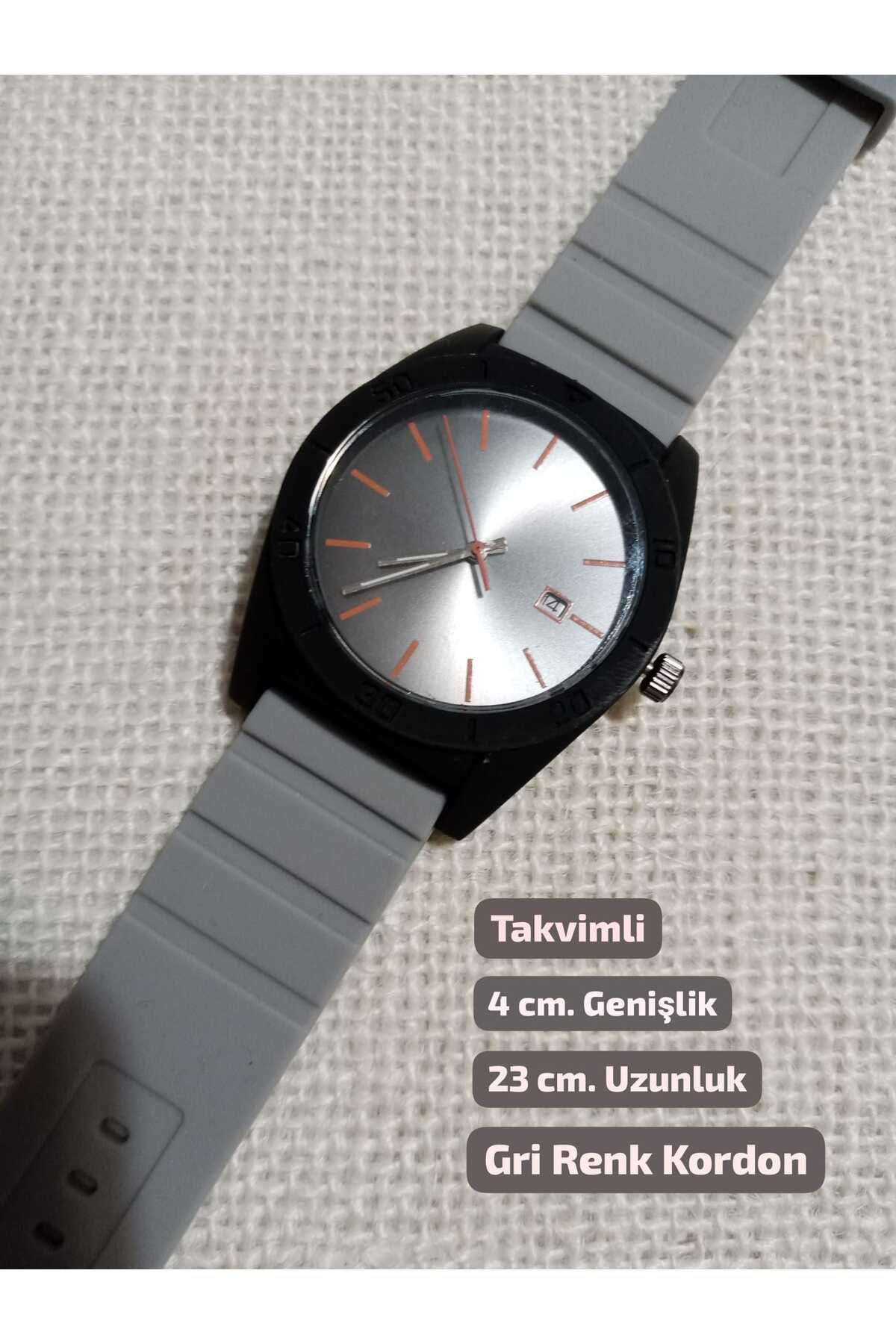 Brality Gri Renk Silikon Kordon- Takvimli- Kadın Erkek Kol Saati- Yuvarlak Dijital Kasa 0083