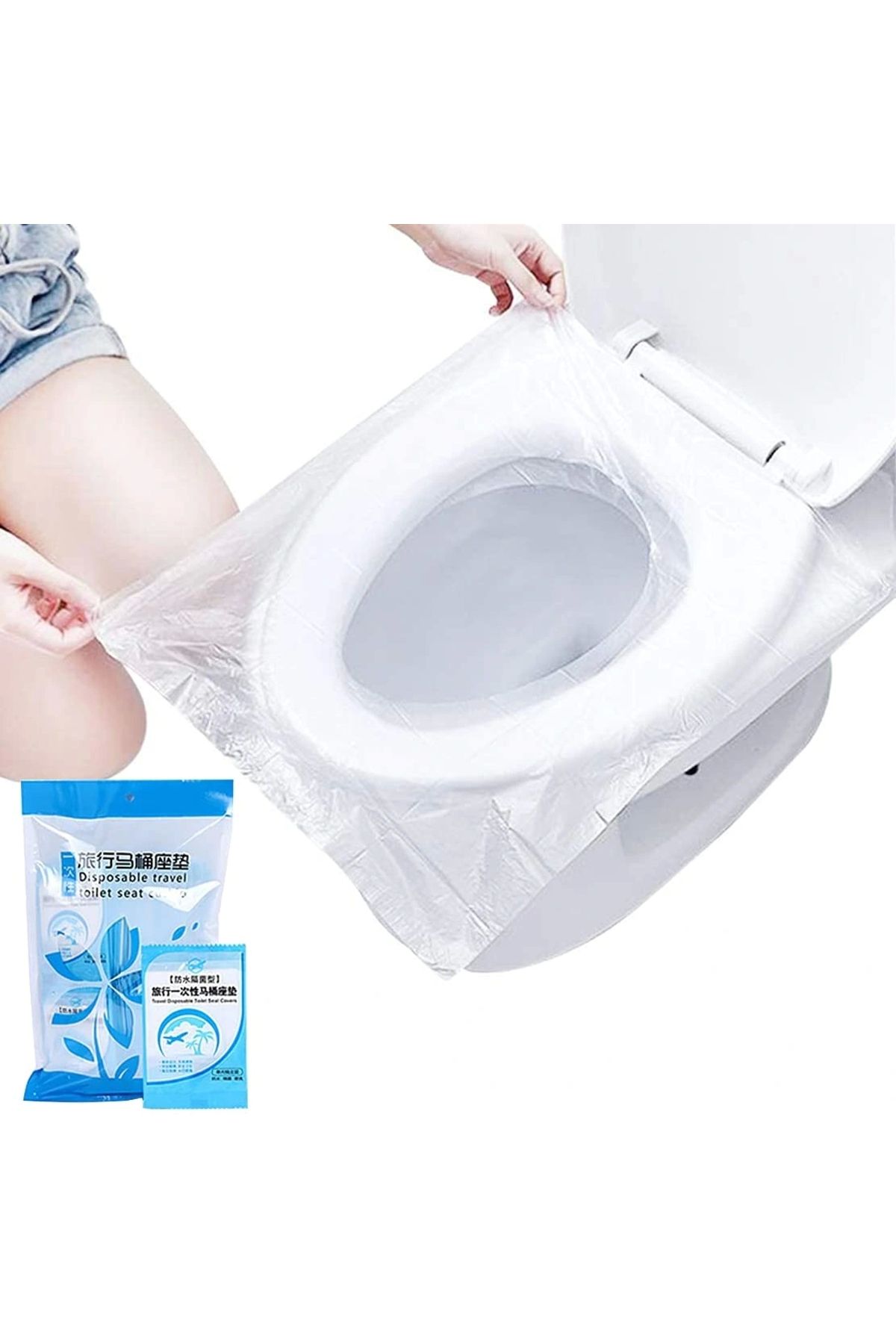 OurStyles 50 Adet Biyobozulur Klozet Kapağı Poşeti Seyahat Tipi Taşınabilir Klozet Kılıfı