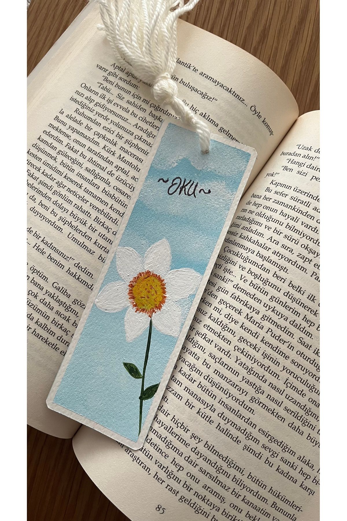 AEÇTASARIM Oku Yazılı Papatyalı El Yapımı Kitap Ayracı