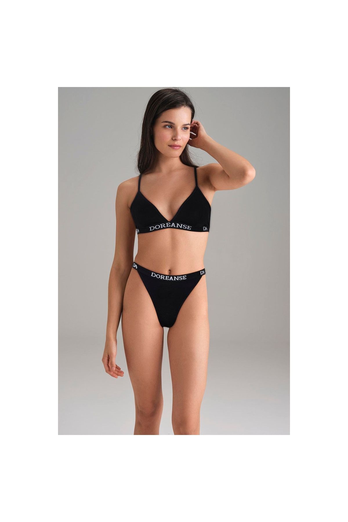 Narnuga Kadın Siyah V Kesim Yüksek Bel Slip 7154