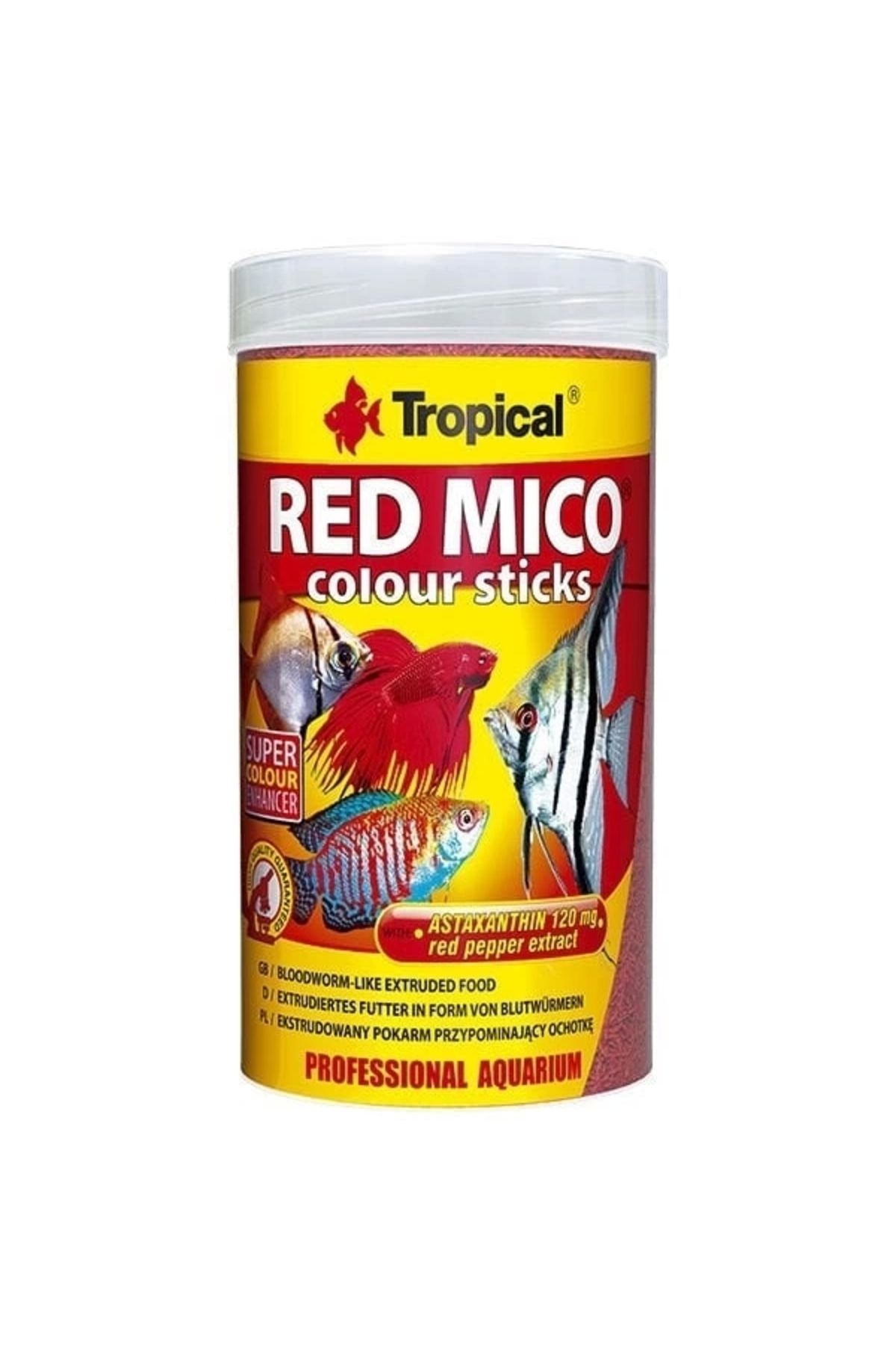Tropical Red Mico Colour Sticks Kan Kurdu Içerikli Ekstrüde Balık Yemi 100 ml 32 gr