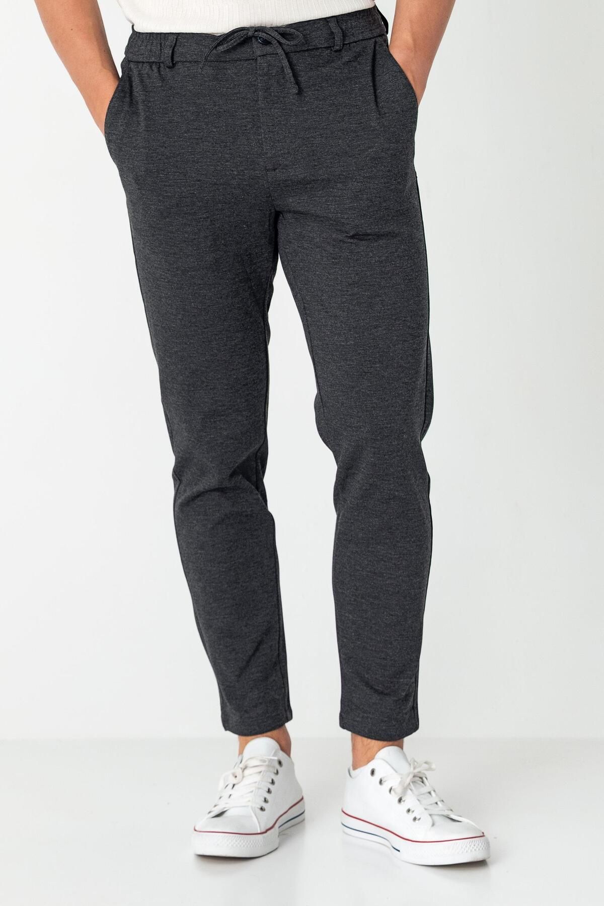 Cekmon Erkek Relaxed Fit Beli Lastikli Bağcıklı Likralı Süper Rahat Jogger Pantolon