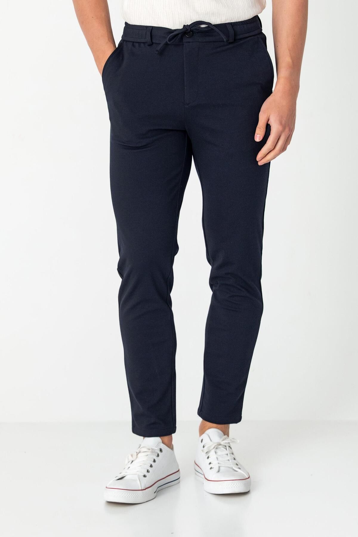 Cekmon Erkek Relaxed Fit Beli Lastikli Bağcıklı Likralı Süper Rahat Jogger Pantolon