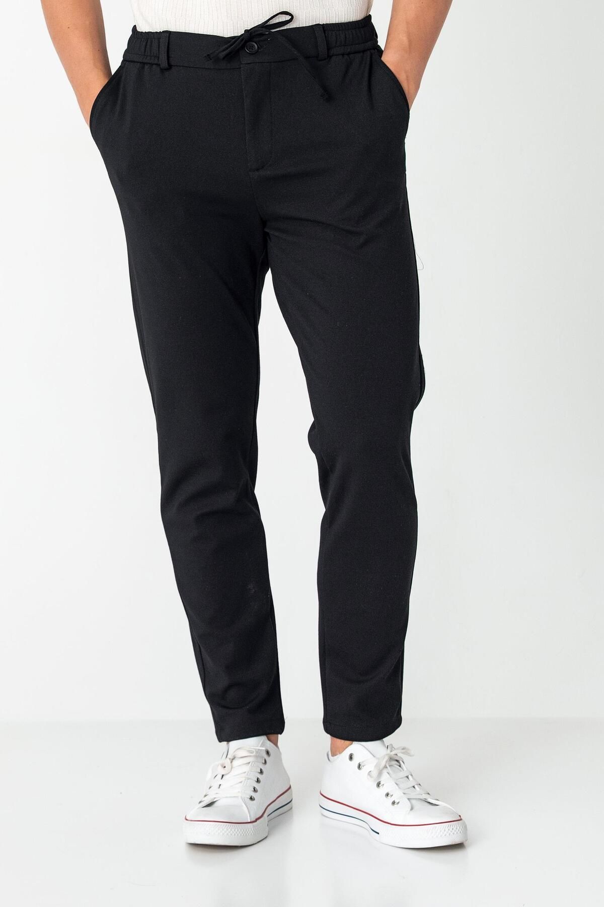 Cekmon Erkek Relaxed Fit Beli Lastikli Bağcıklı Likralı Süper Rahat Jogger Pantolon