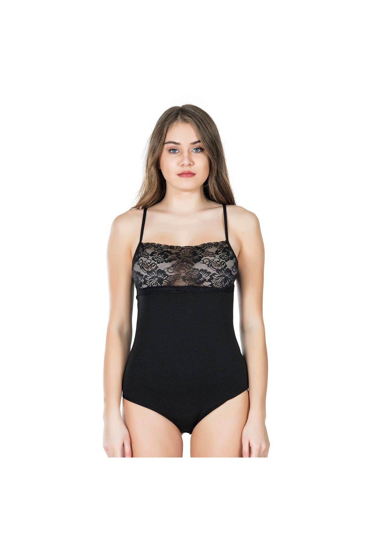 Narnuga Dantel Yaka Askılı Çıtçıtlı Kadın Body 312