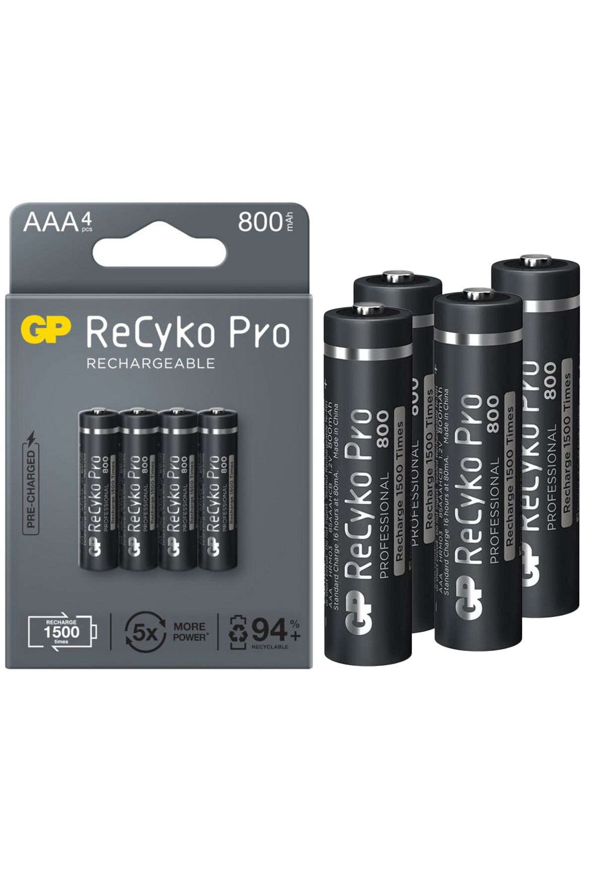 BORATİC GP RECYKO PRO İNCE AAA 800 MAH ŞARJLI 4LÜ PİL GP85AAAHCB-2EB4 (GPRHCH83B205) (4987)