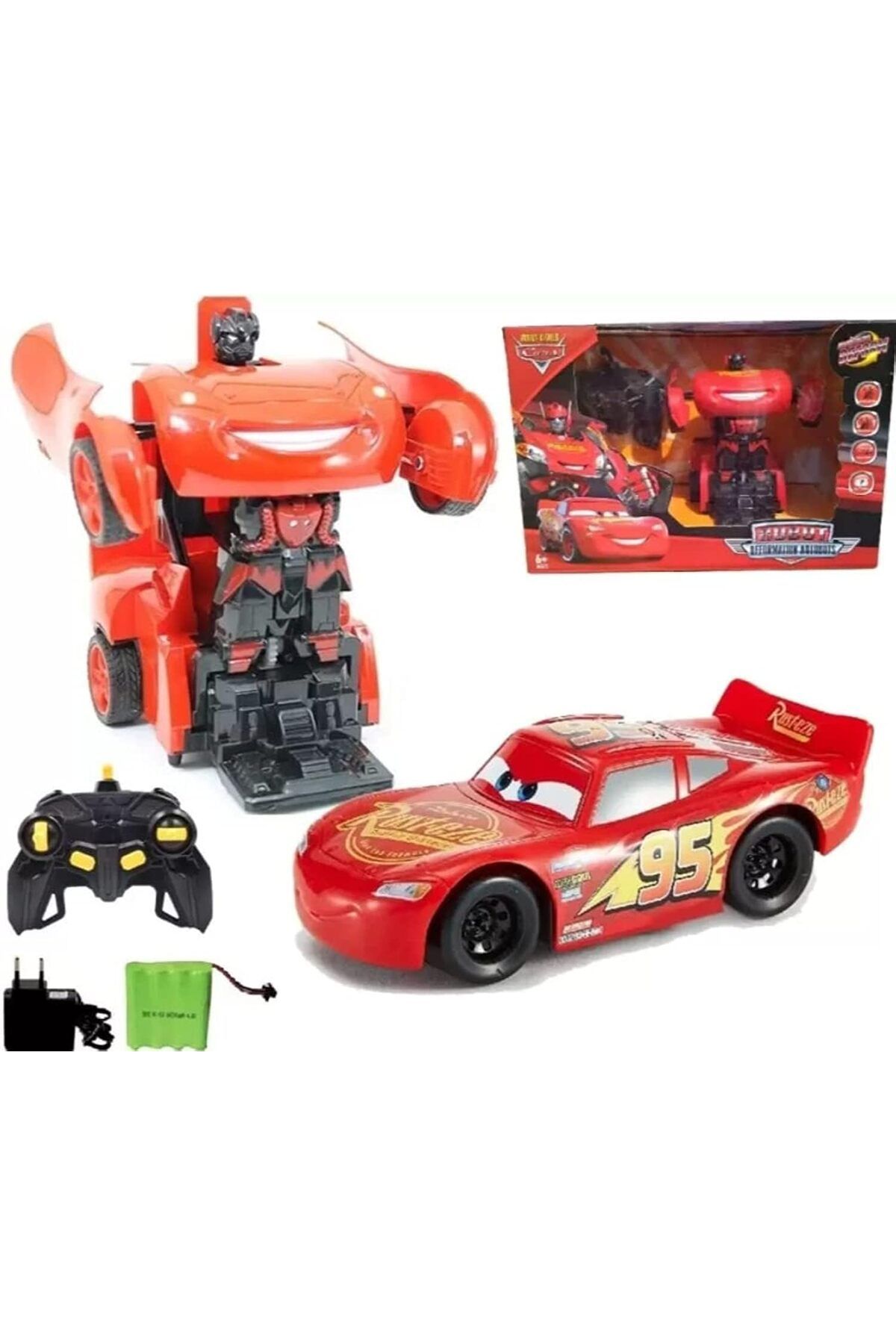 rexa-Robot Transforming Lightning McQueen Remote Controlled Rechargeable Car - Toy 3