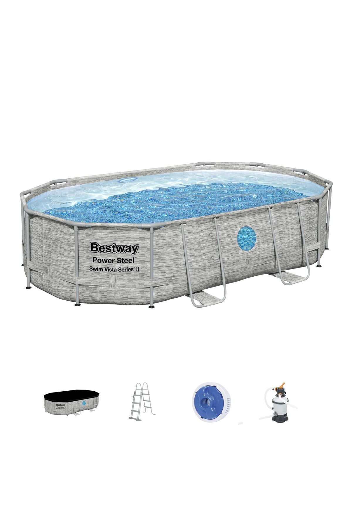 BESTWAY ® 56946 Power Steel™ Vista Serisi 2- Prefabrik Yer Üstü Havuz Seti 4,88 M X 3,05 M X 1,07 M