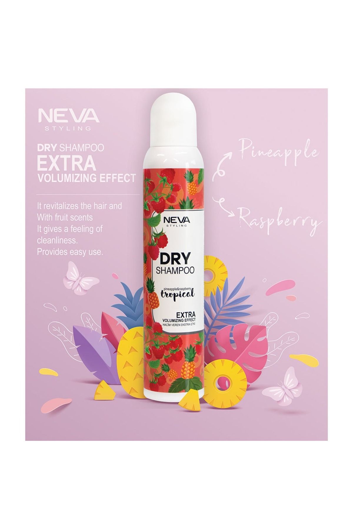 Neva-Neva Styling Dry Shampoo Extra Volumizing Effect Tropical Pineapple & Raspberry, 200ml 3