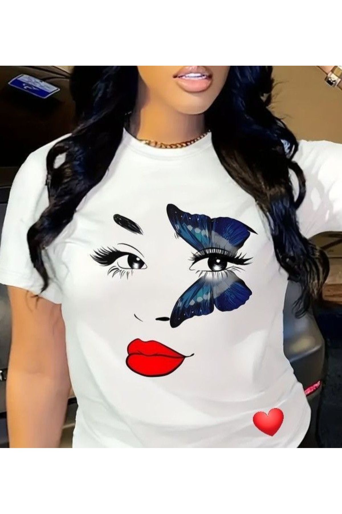 aynewmoda Kız Baskılı Kısa Kollu Yuvarlak Yaka Tişört