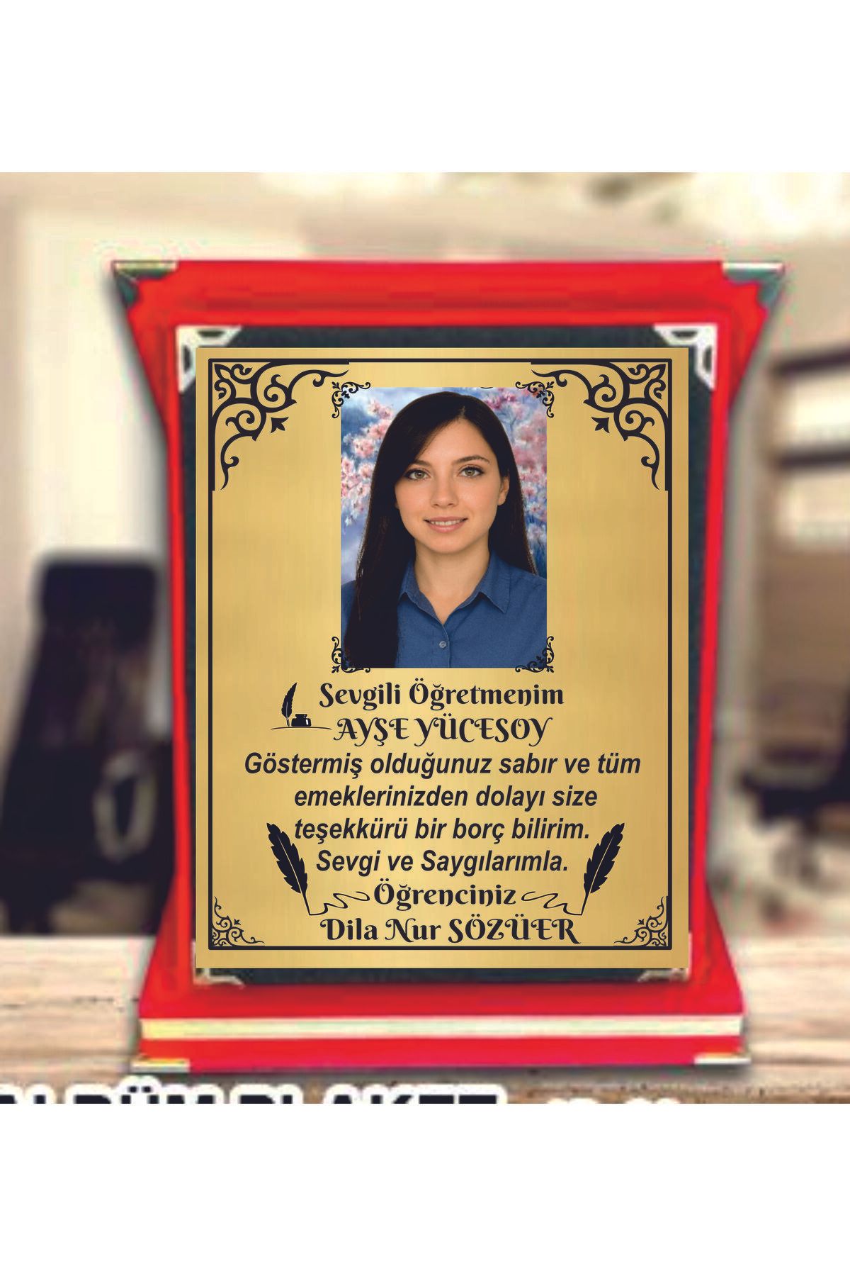 sıradışıhediyem kişiye özel öğretmenler günü plaket öğetmene hediye albüm plaket kadife plaket RESİMLİ isimli plaket